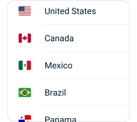 Gouji connect step 2, choose VPN server location